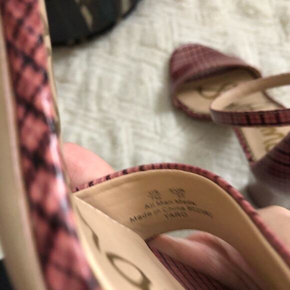 Sam Edelman Yaro Pink Plaid Block Heel Sandals - Picture 8 of 8